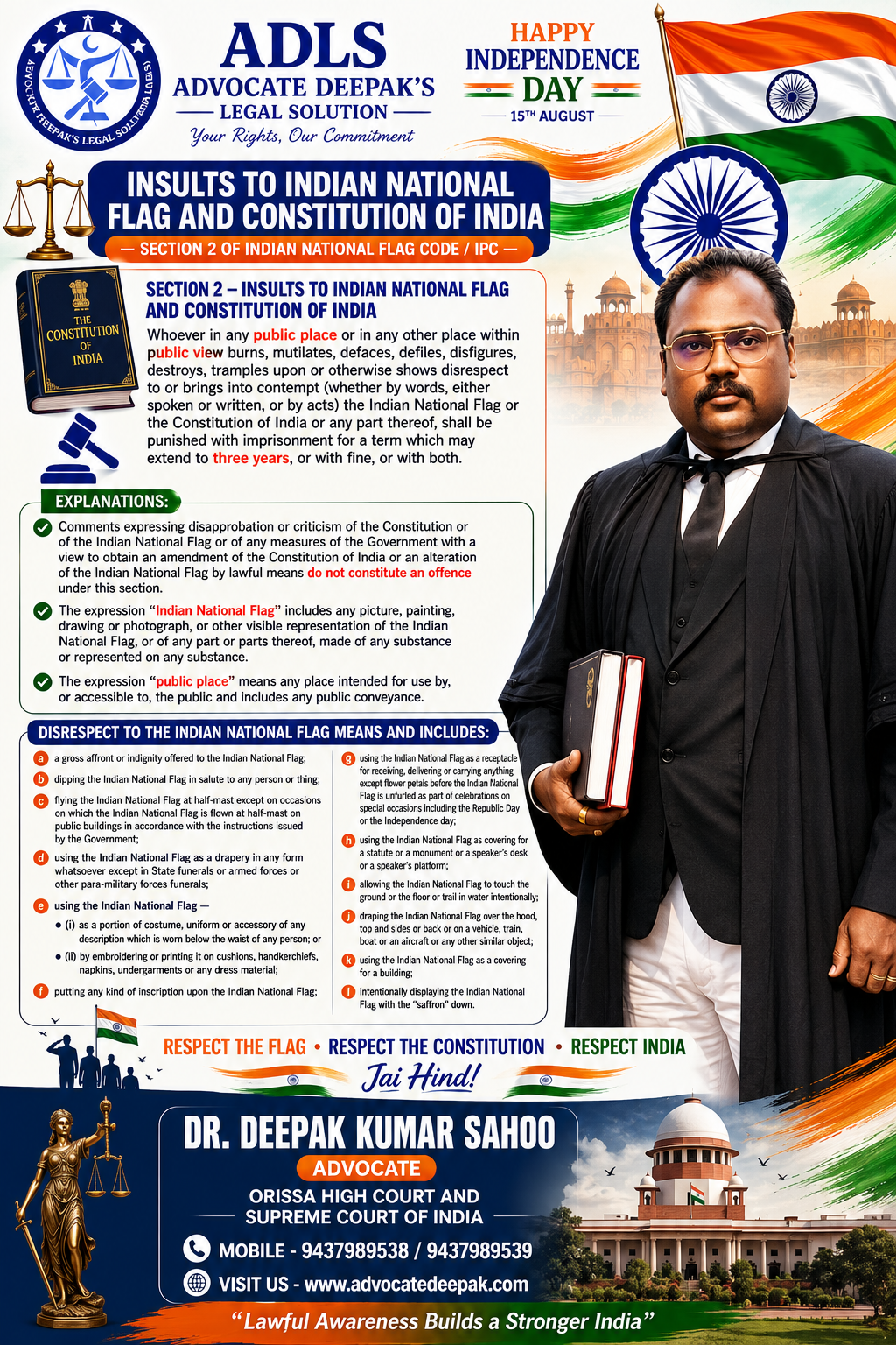 INSULTS TO THE INDIAN NATIONAL FLAG AND THE CONSTITUTION: WHAT EVERY CITIZEN SHOULD KNOW